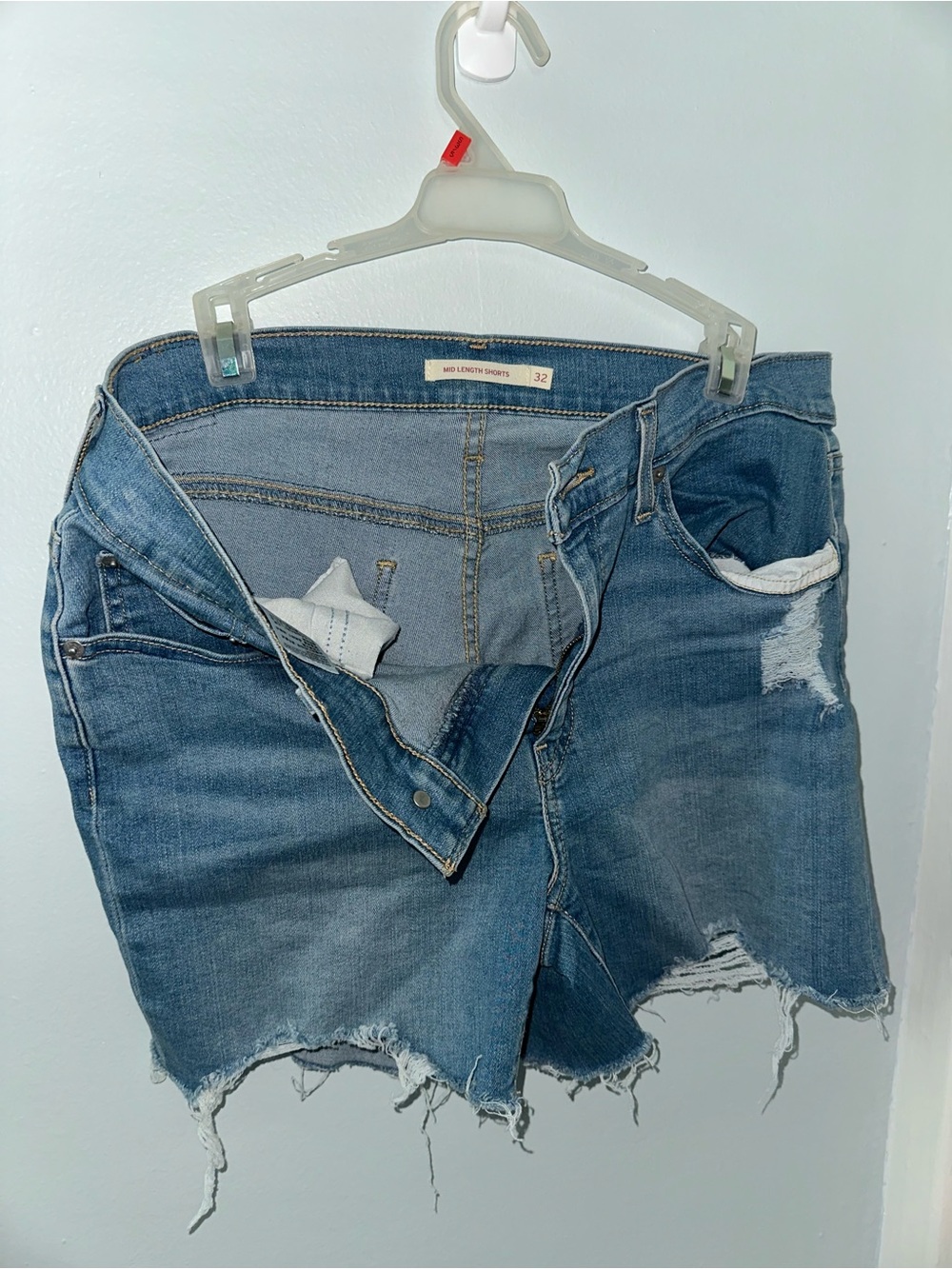 Levi's Blue Distressed Denim Jean Shorts